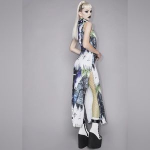 🆕 Dolls Kills Maxi Punk Rock Goth Dress Turtleneck